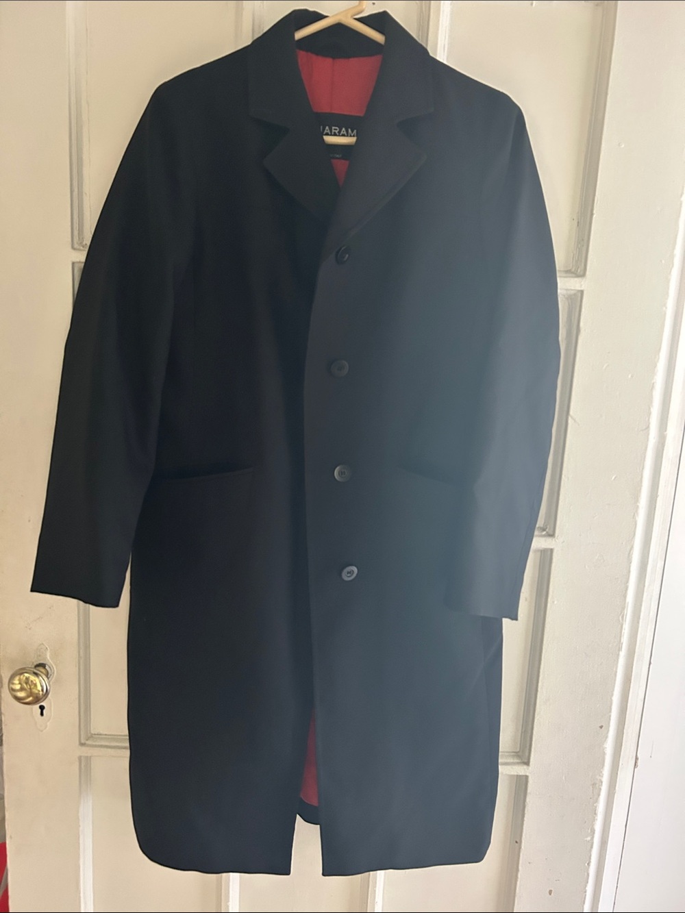 Aquarama Black Trench Coat with Red Lining